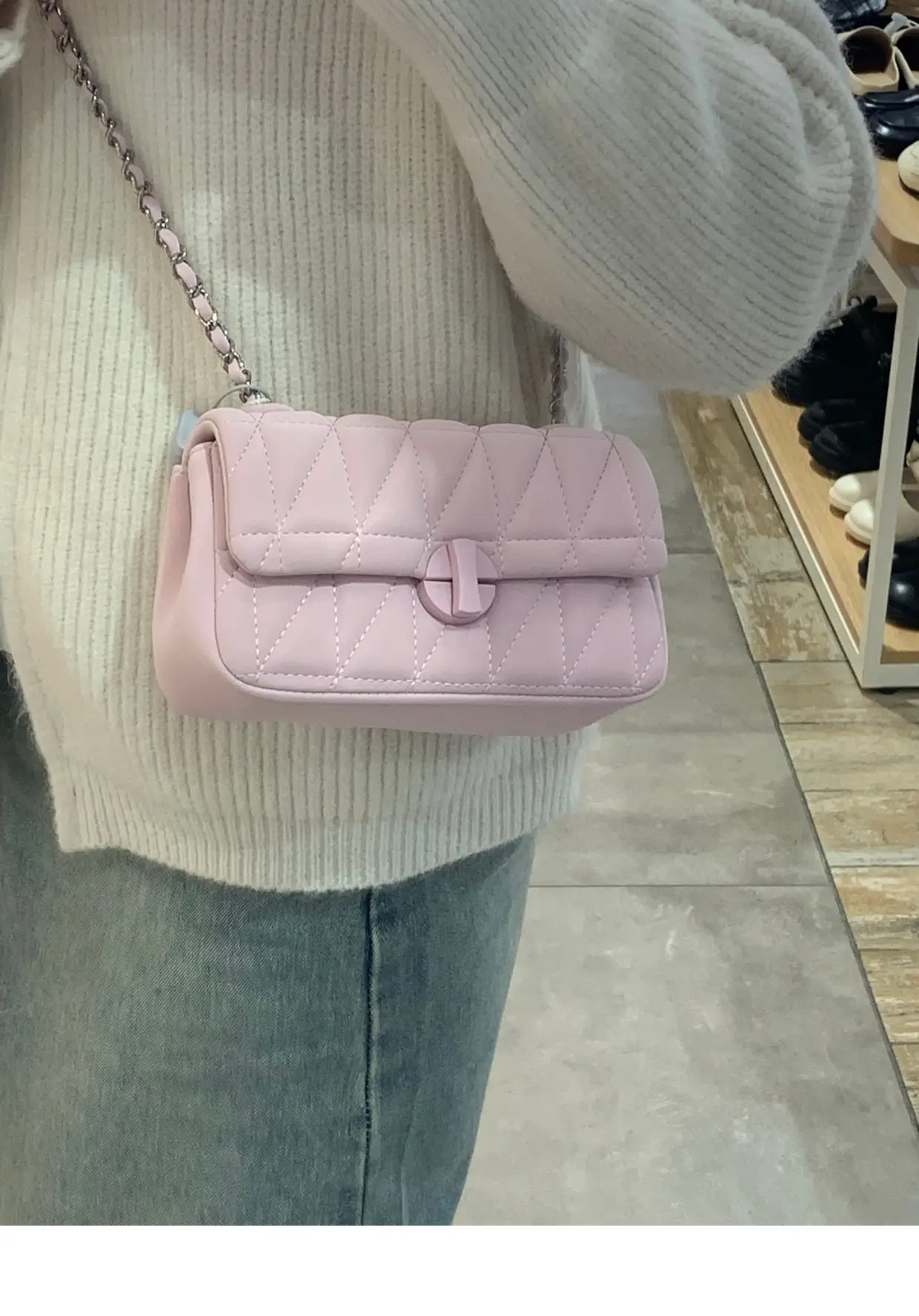 White Quilted Chain Shoulder Bag for Women — feature 8
