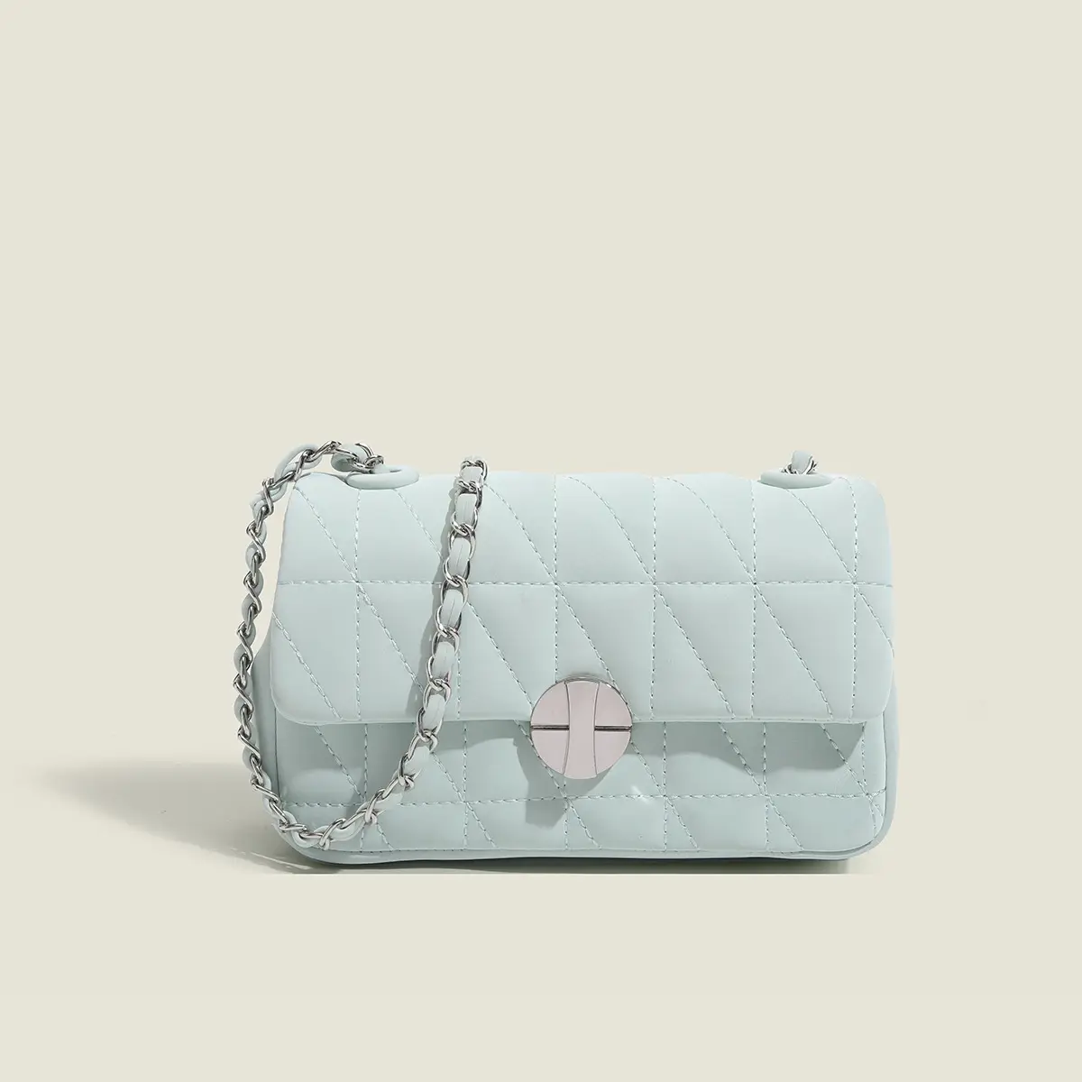 White Quilted Chain Shoulder Bag for Women - Image 2