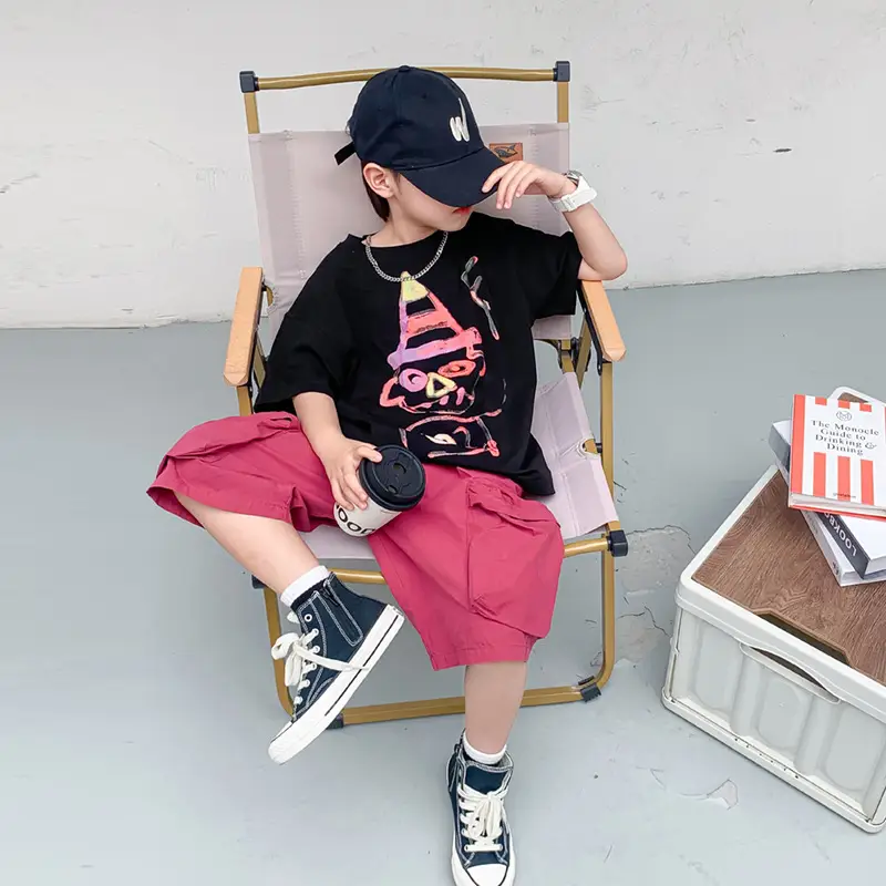 Boys Summer Black Graffiti T-Shirt 2025 New Arrival - Image 3