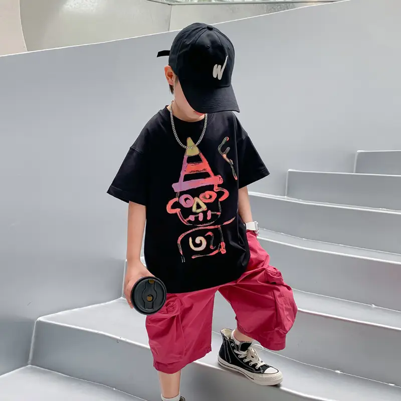 Boys Summer Black Graffiti T-Shirt 2025 New Arrival - Image 4