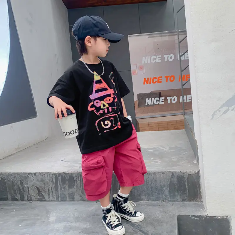 Boys Summer Black Graffiti T-Shirt 2025 New Arrival - Image 2