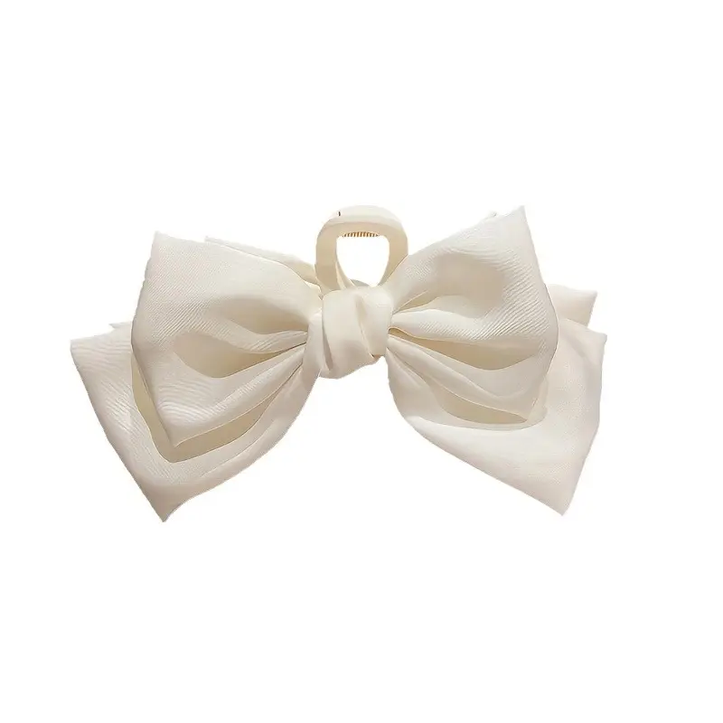 Black Satin Large Bow Hair Clip Korean Style - Image 13