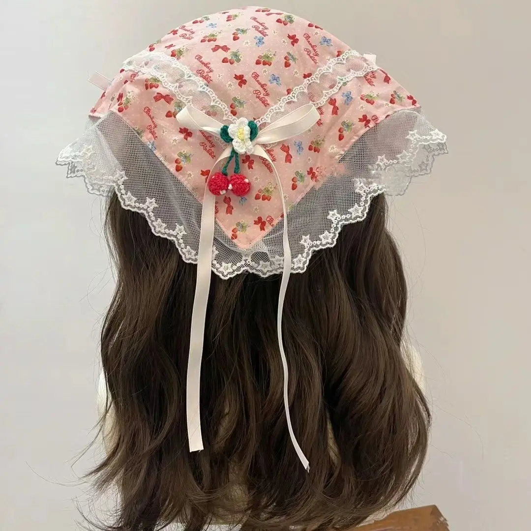 Pastoral Green Lace Hair Ring for Girls — feature 4