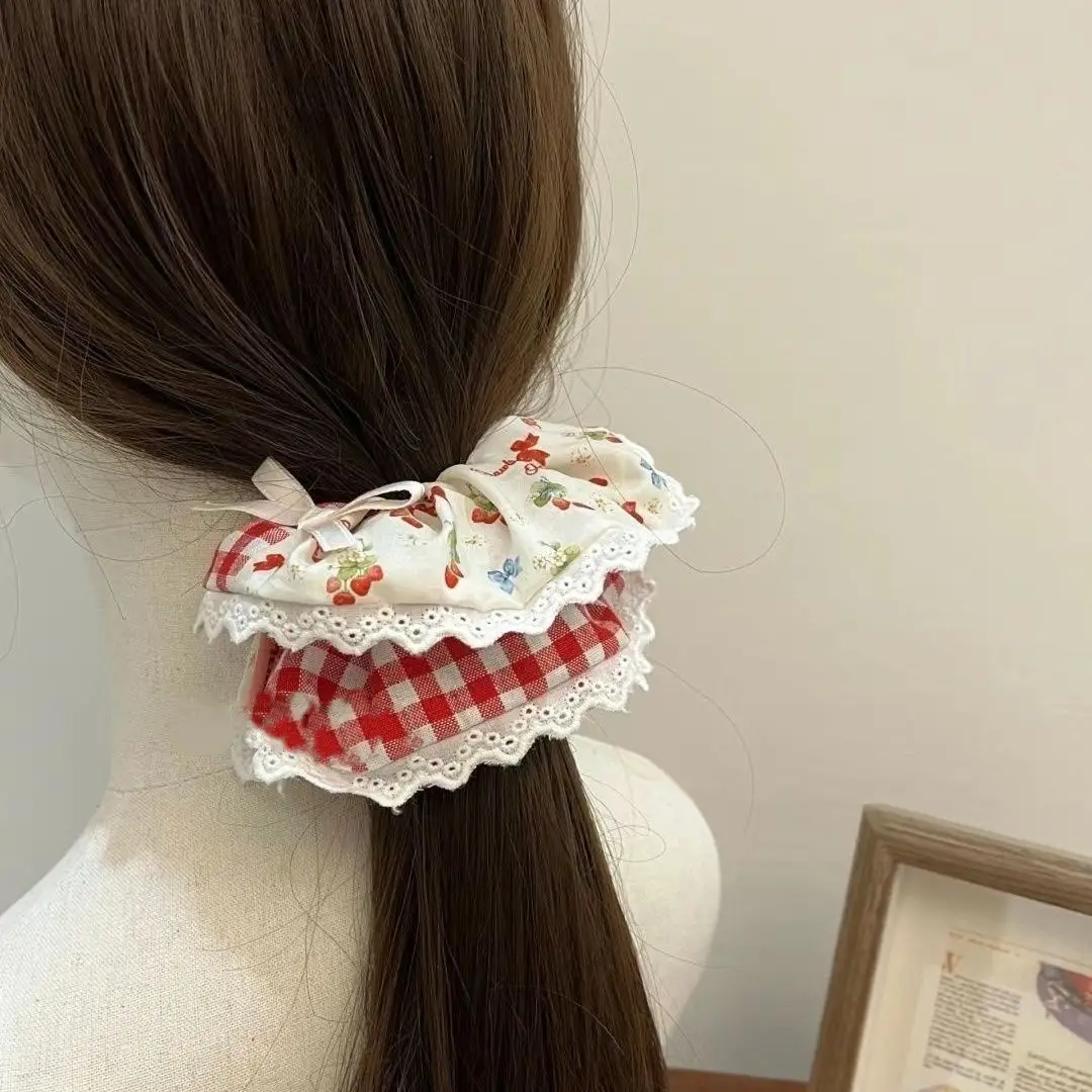Pastoral Green Lace Hair Ring for Girls — feature 7