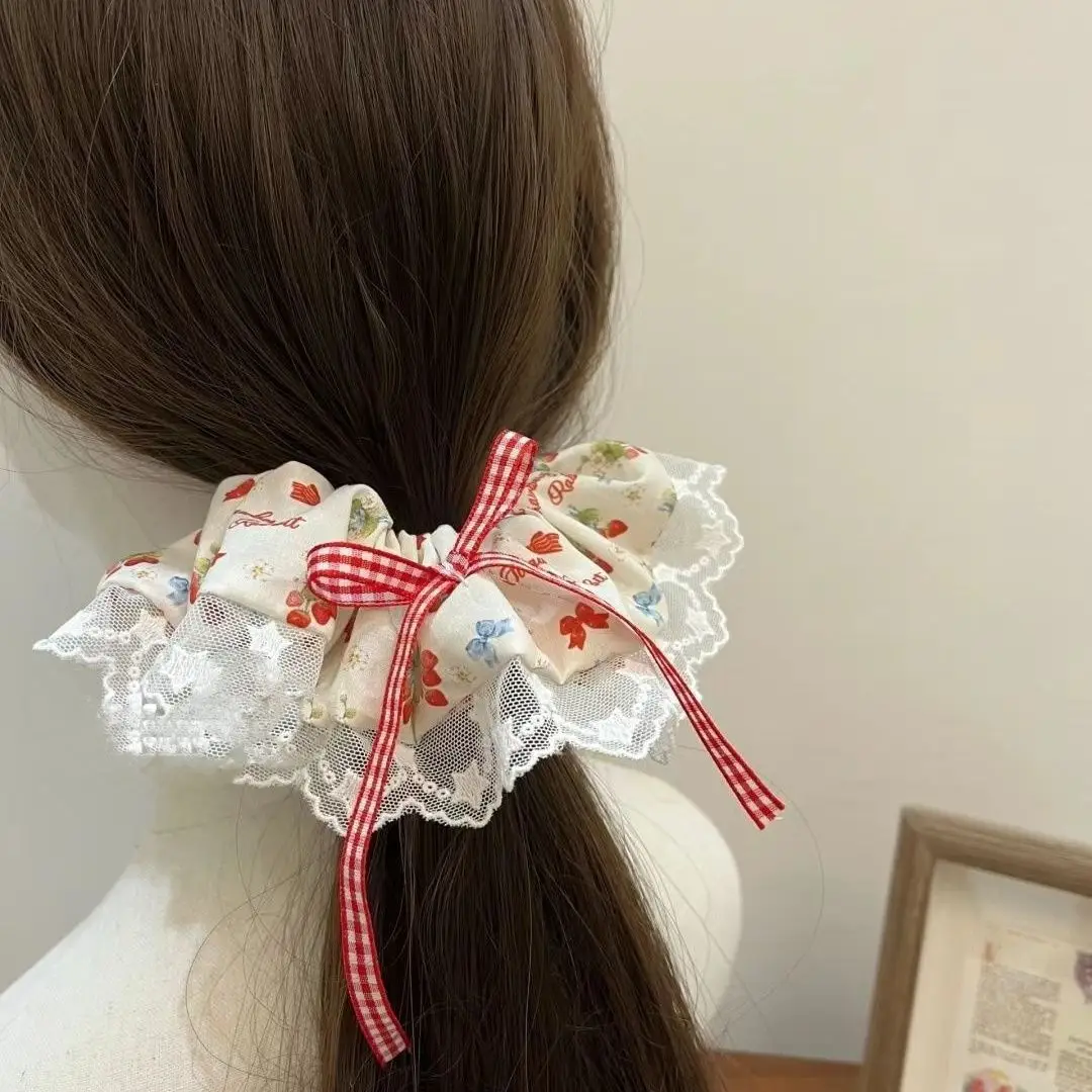 Pastoral Green Lace Hair Ring for Girls