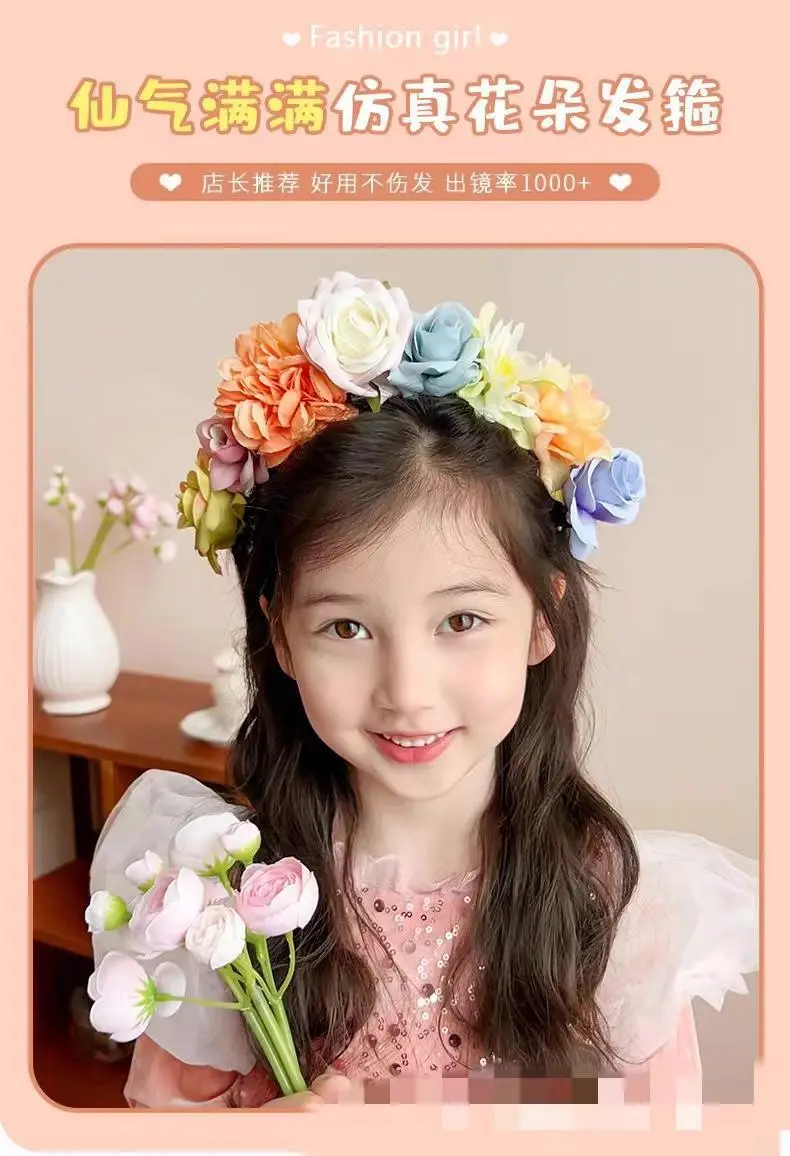 Female Ethnic Flower Hairband Antique Simulation High Color — feature 1