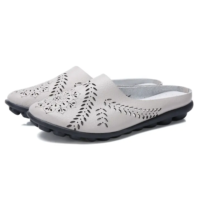 Women's Blue Leaf Pattern Low-Top Slippers Large - Image 14