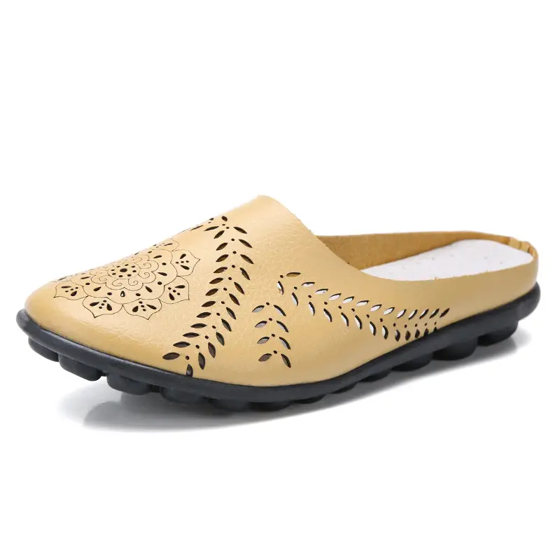Women's Blue Leaf Pattern Low-Top Slippers Large - Image 2
