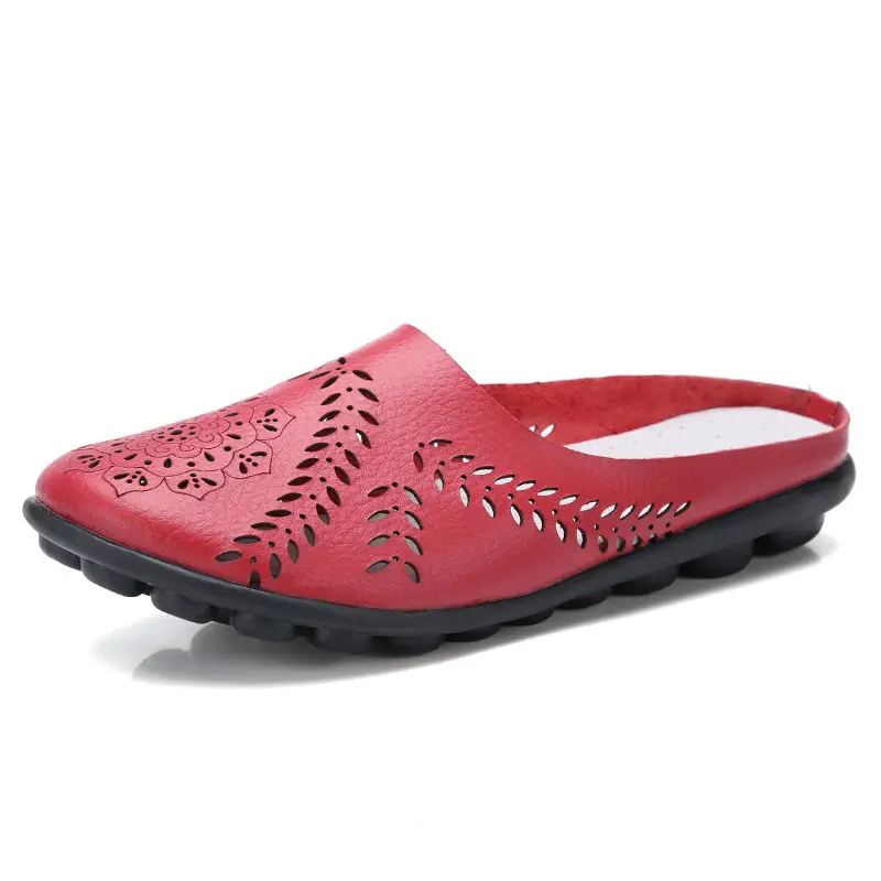 Women's Blue Leaf Pattern Low-Top Slippers Large - Image 3