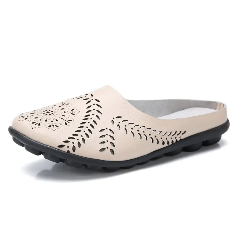 Women's Blue Leaf Pattern Low-Top Slippers Large - Image 5