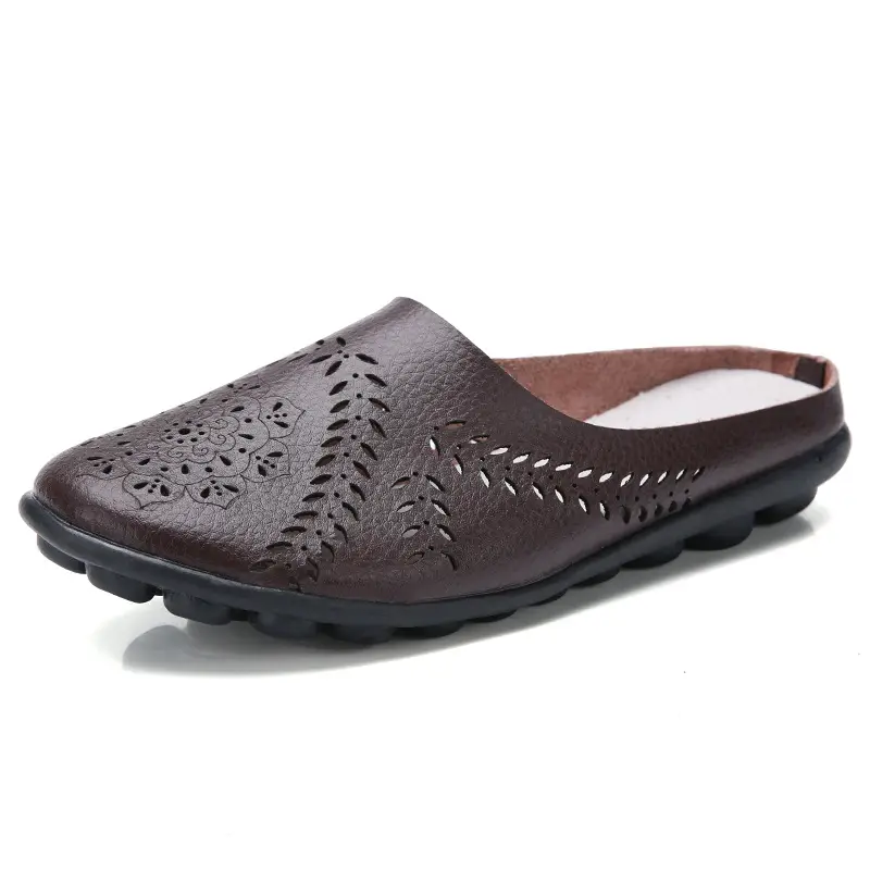 Women's Blue Leaf Pattern Low-Top Slippers Large - Image 6