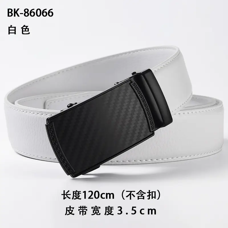 Men's Orange Leather Belt 120cm Black Buckle — feature 10