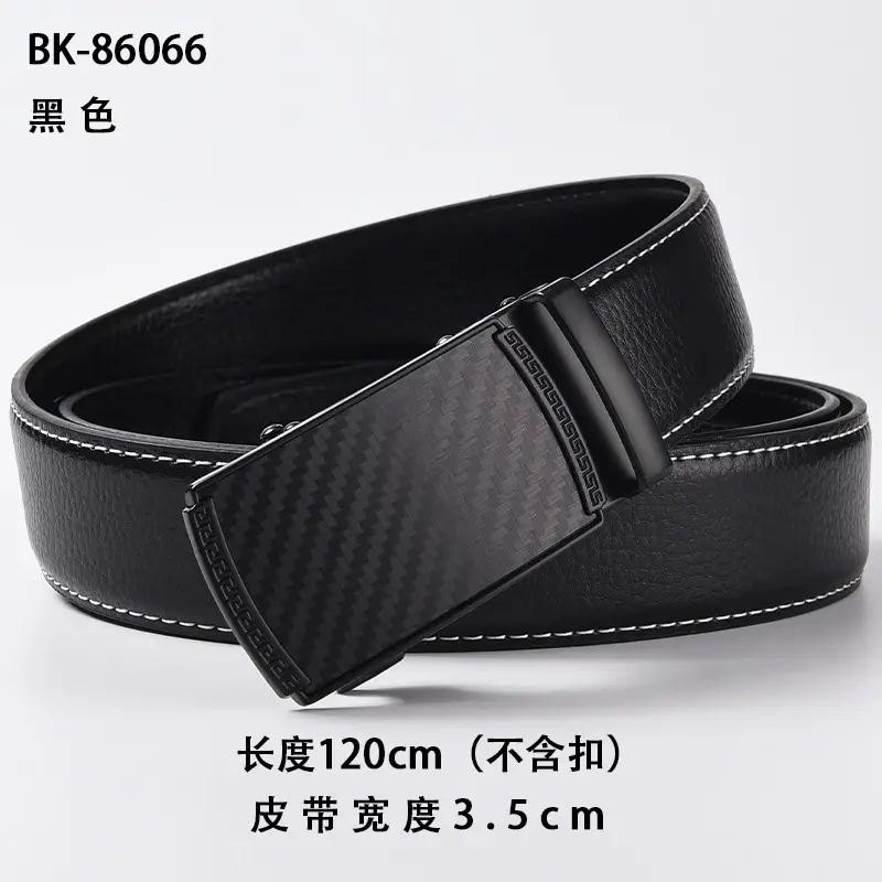 Men's Orange Leather Belt 120cm Black Buckle — feature 11
