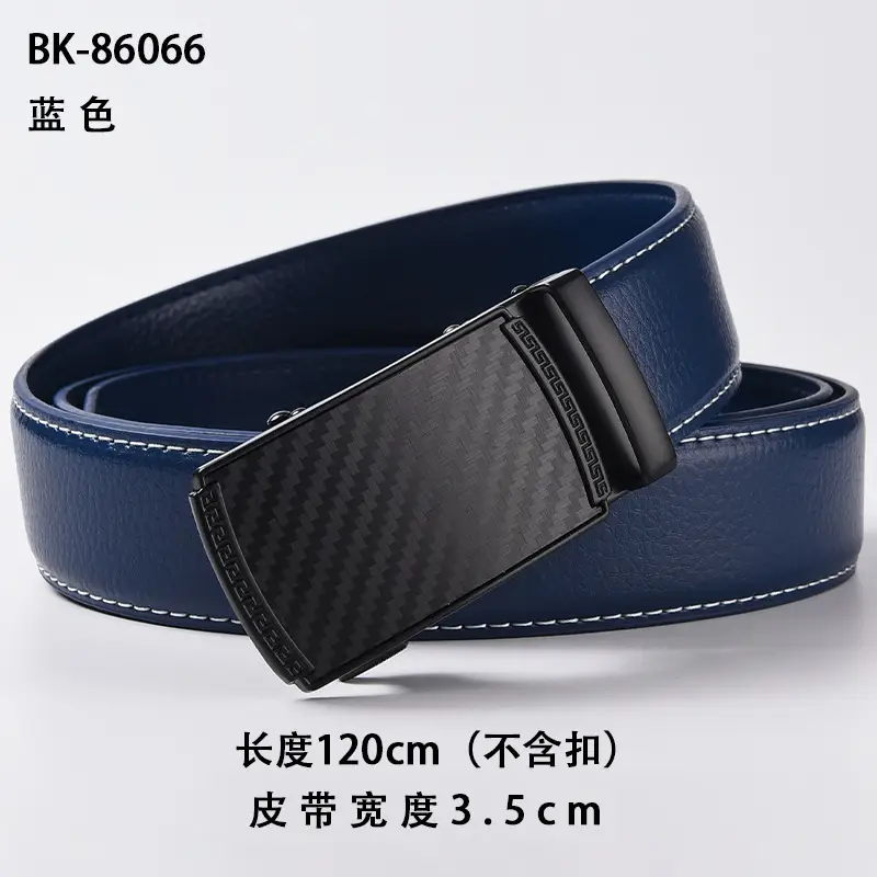 Men's Orange Leather Belt 120cm Black Buckle — feature 16