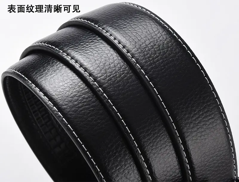 Men's Orange Leather Belt 120cm Black Buckle — feature 4