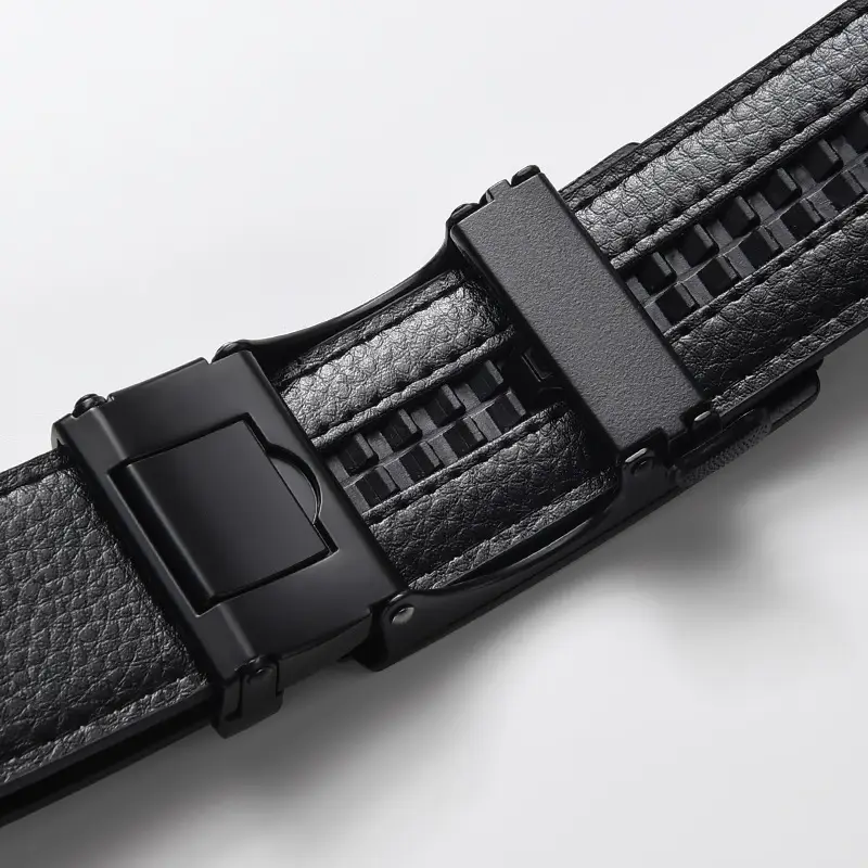 Men's Orange Leather Belt 120cm Black Buckle — feature 8