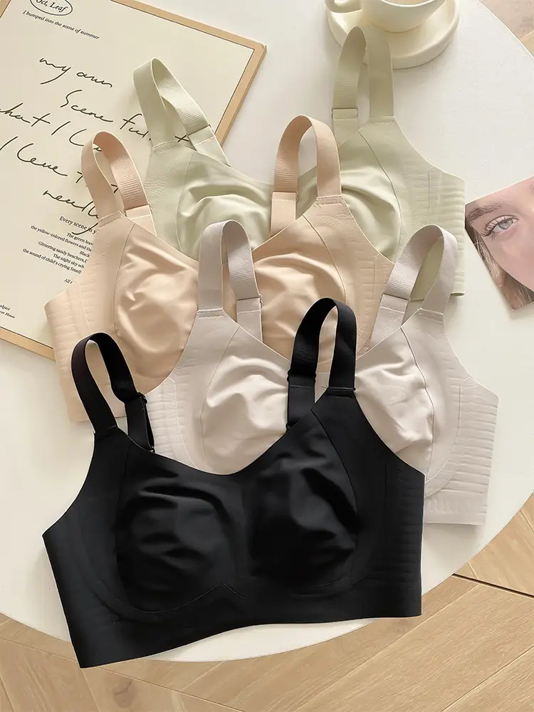 Rabbit Ear Cup Traceless Litching Underwear Summer Thin Large Chest Small Parammary Anti-sagging plus size Soft Support Bra — feature 1