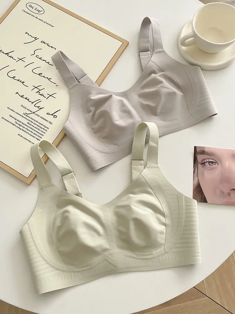 Rabbit Ear Cup Traceless Litching Underwear Summer Thin Large Chest Small Parammary Anti-sagging plus size Soft Support Bra — feature 10