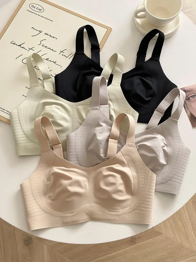 Rabbit Ear Cup Traceless Litching Underwear Summer Thin Large Chest Small Parammary Anti-sagging plus size Soft Support Bra — feature 2
