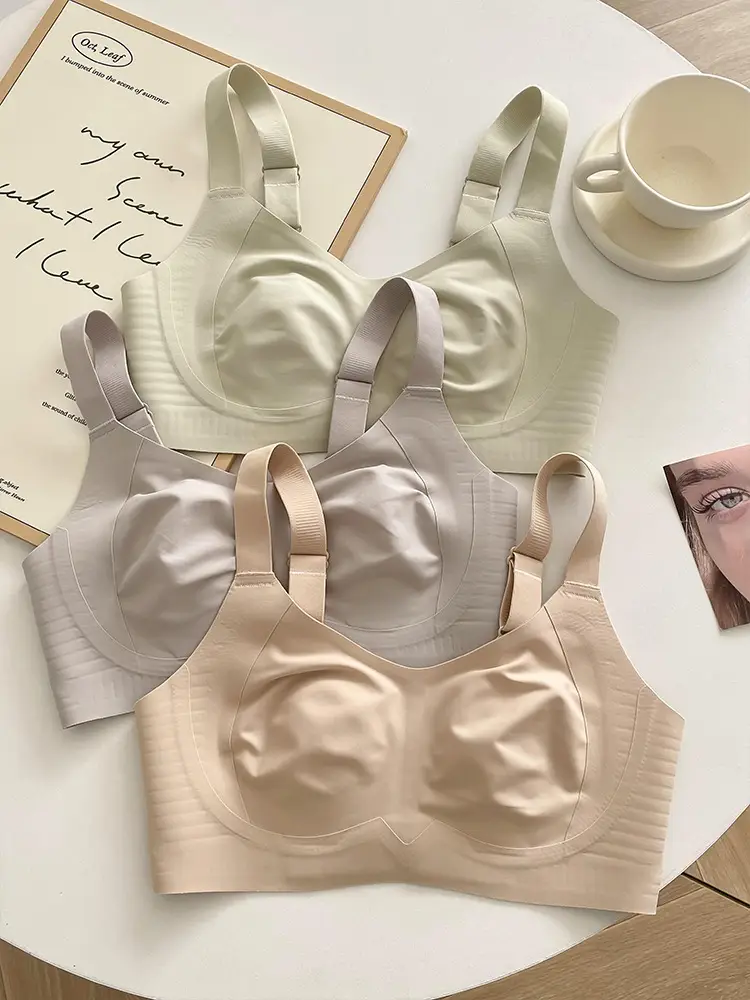 Rabbit Ear Cup Traceless Litching Underwear Summer Thin Large Chest Small Parammary Anti-sagging plus size Soft Support Bra — feature 3