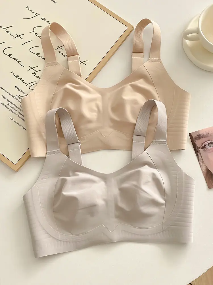 Rabbit Ear Cup Traceless Litching Underwear Summer Thin Large Chest Small Parammary Anti-sagging plus size Soft Support Bra — feature 5