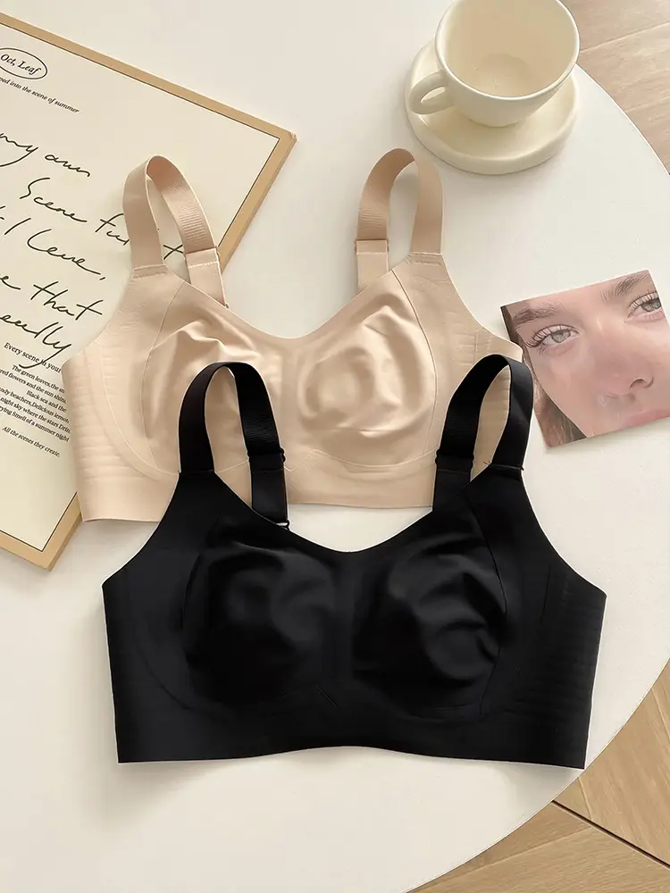 Rabbit Ear Cup Traceless Litching Underwear Summer Thin Large Chest Small Parammary Anti-sagging plus size Soft Support Bra — feature 6