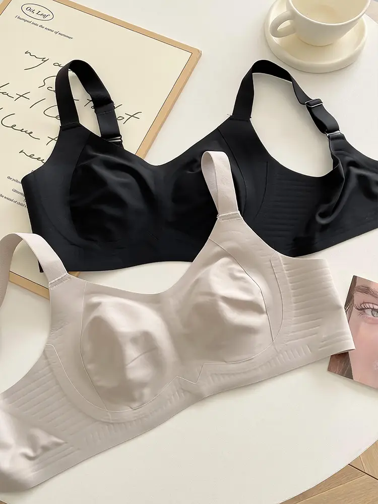 Rabbit Ear Cup Traceless Litching Underwear Summer Thin Large Chest Small Parammary Anti-sagging plus size Soft Support Bra — feature 9
