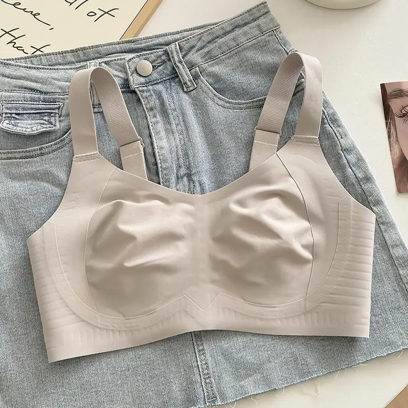 Rabbit Ear Cup Traceless Litching Underwear Summer Thin Large Chest Small Parammary Anti-sagging plus size Soft Support Bra
