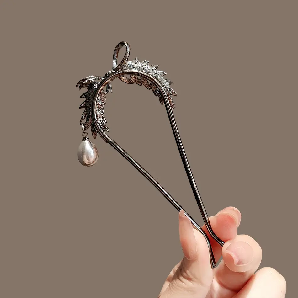 Women's Antique Pearl Hairpin U-shape Back - Image 4