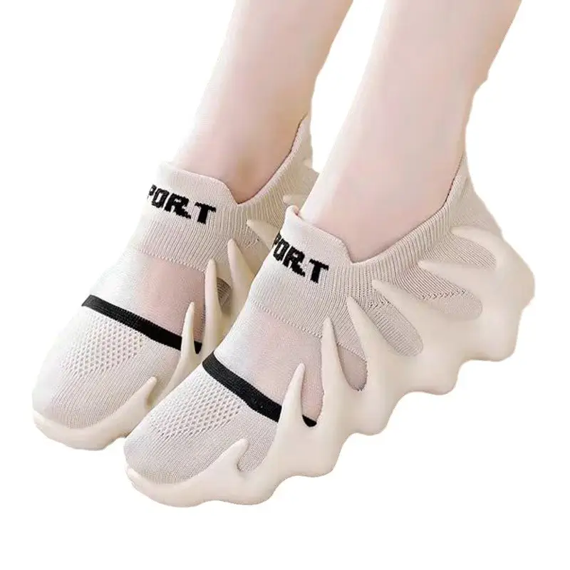 2025 New Mesh Shoes Women's Octopus Socks Flyweave Soft Sole Casual Sports Shoes Mesh Breathable Running Coconut Shoes