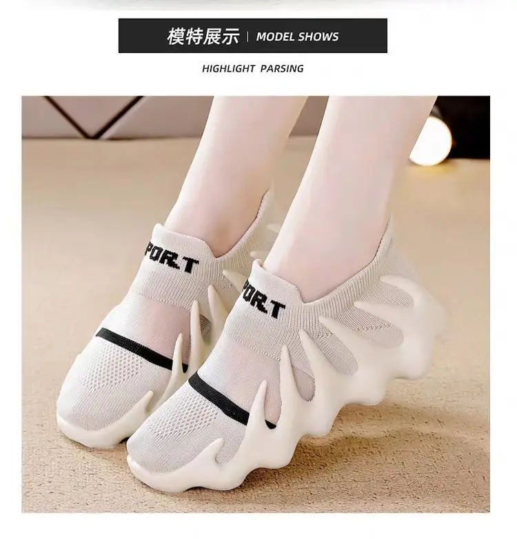 2025 New Mesh Shoes Women's Octopus Socks Flyweave Soft Sole Casual Sports Shoes Mesh Breathable Running Coconut Shoes — feature 2