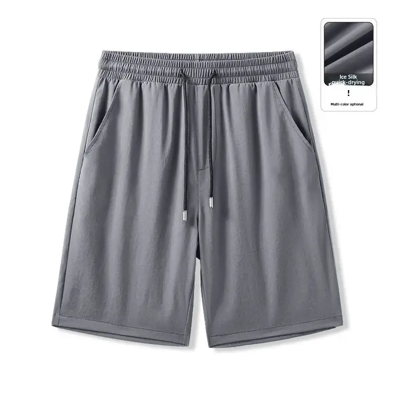 Men Ice Silk Thin Shorts Black Loose Fit Menswear