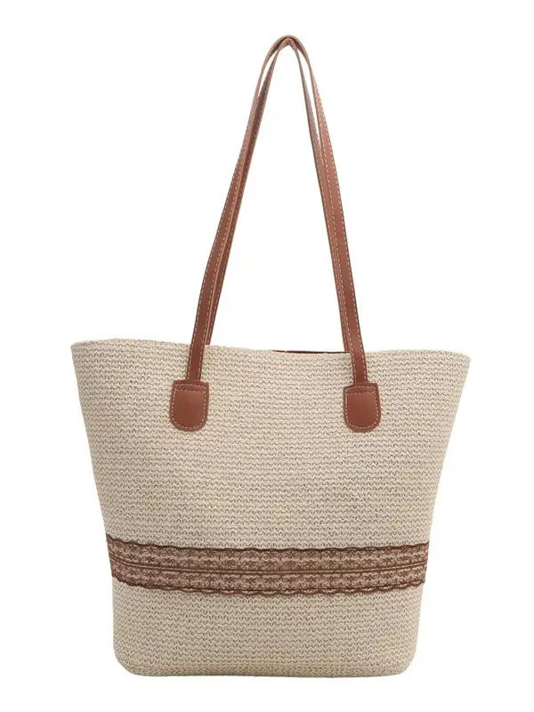 Hand-Woven Straw Tote Bag Large Capacity 2024