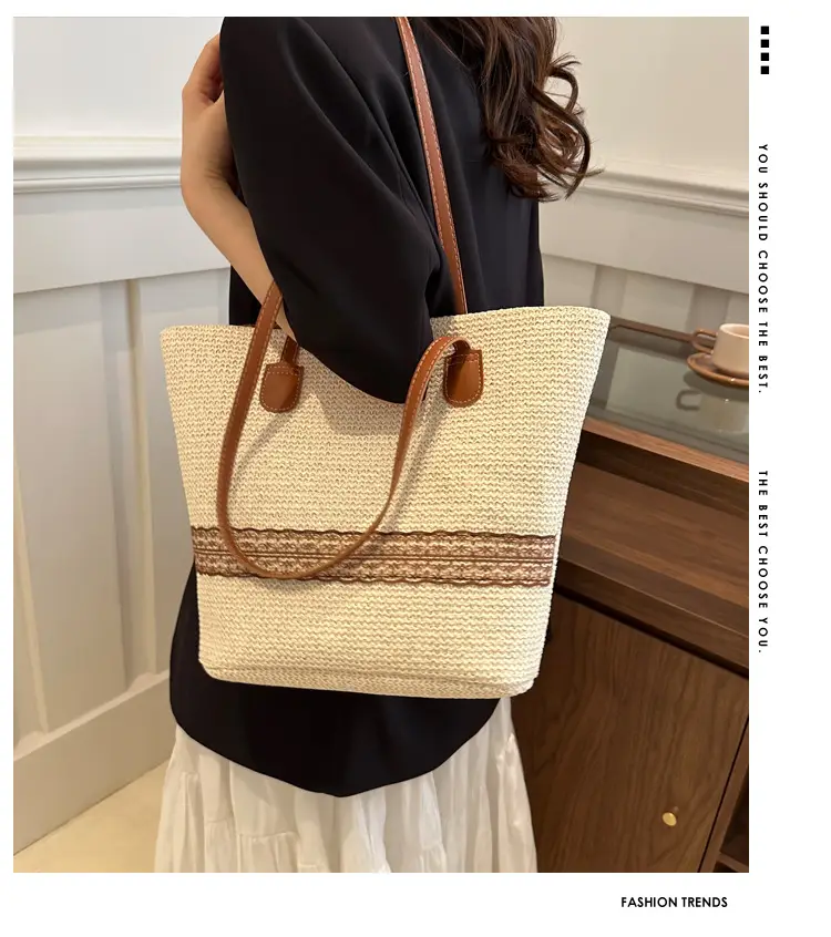 Hand-Woven Straw Tote Bag Large Capacity 2024 — feature 1