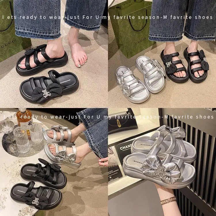 Women Silver Fairy Bow Flip Flops 2024 - Image 5