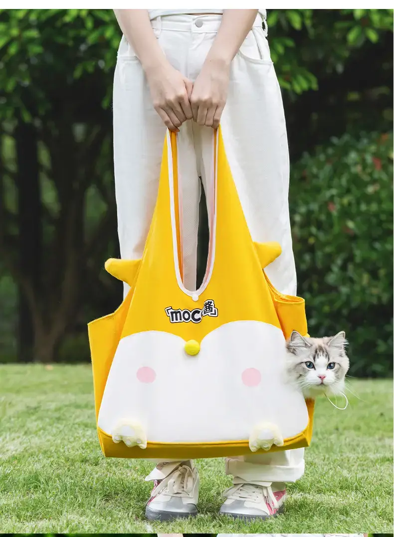 Cute One-Shoulder Cat Bag White Black Portable Pet Bag — feature 12