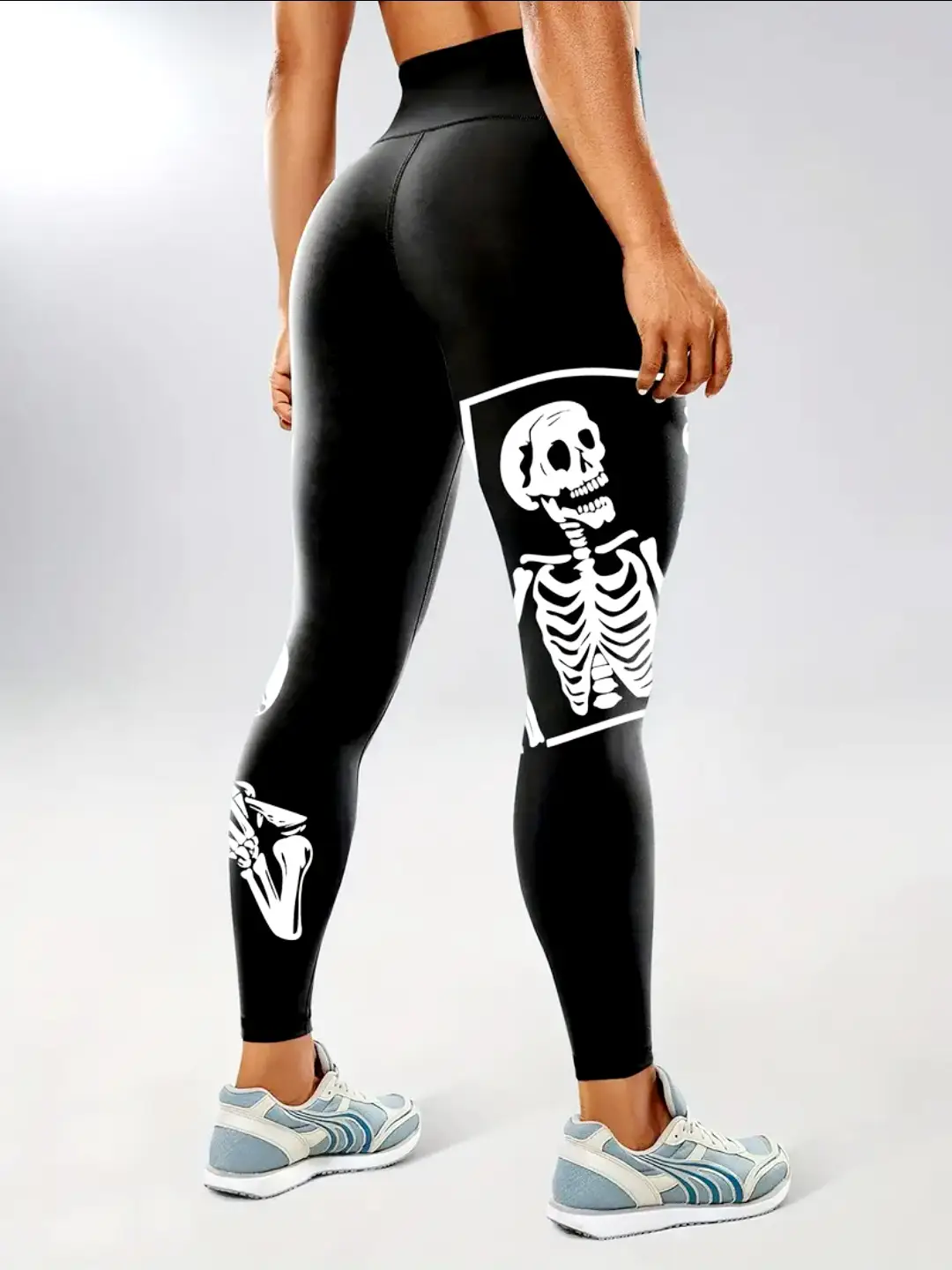 Cross-Strap High Waist Yoga Pants Black White Star Print — feature 20