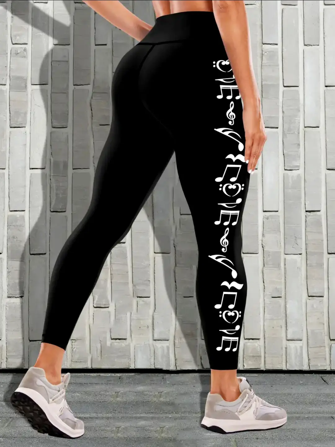 Cross-Strap High Waist Yoga Pants Black White Star Print — feature 33