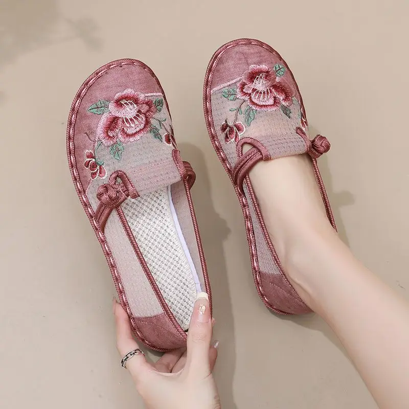 Old Beijing Cloth Shoes Women's Mesh Breathable Ethnic Style Shoes Middle-aged and Elderly Soft Sole Ultra-light Non-slip Summer Women's Shoes - Image 6
