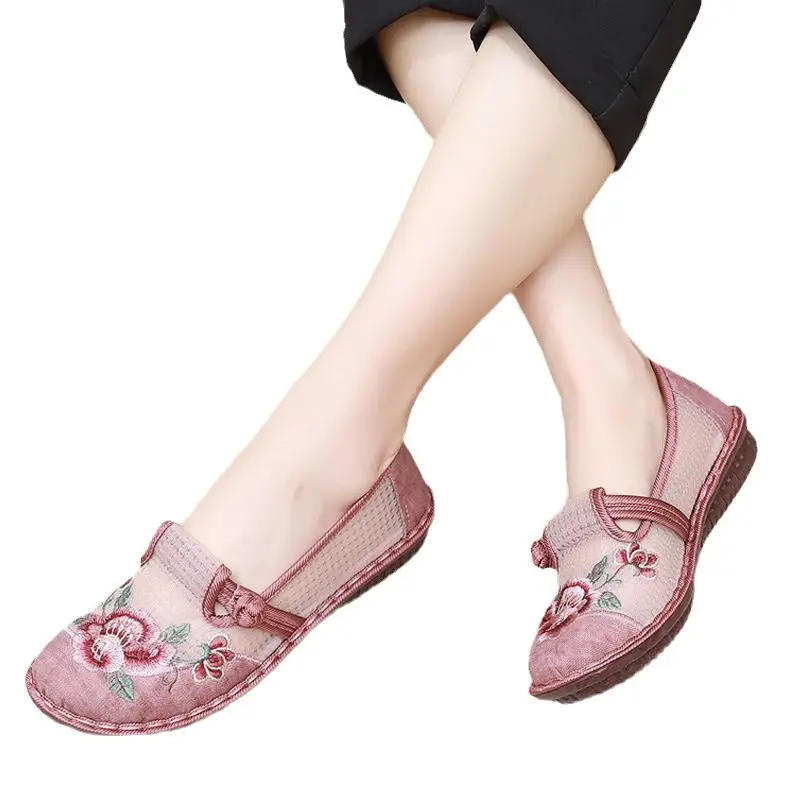 Old Beijing Cloth Shoes Women's Mesh Breathable Ethnic Style Shoes Middle-aged and Elderly Soft Sole Ultra-light Non-slip Summer Women's Shoes - Image 7