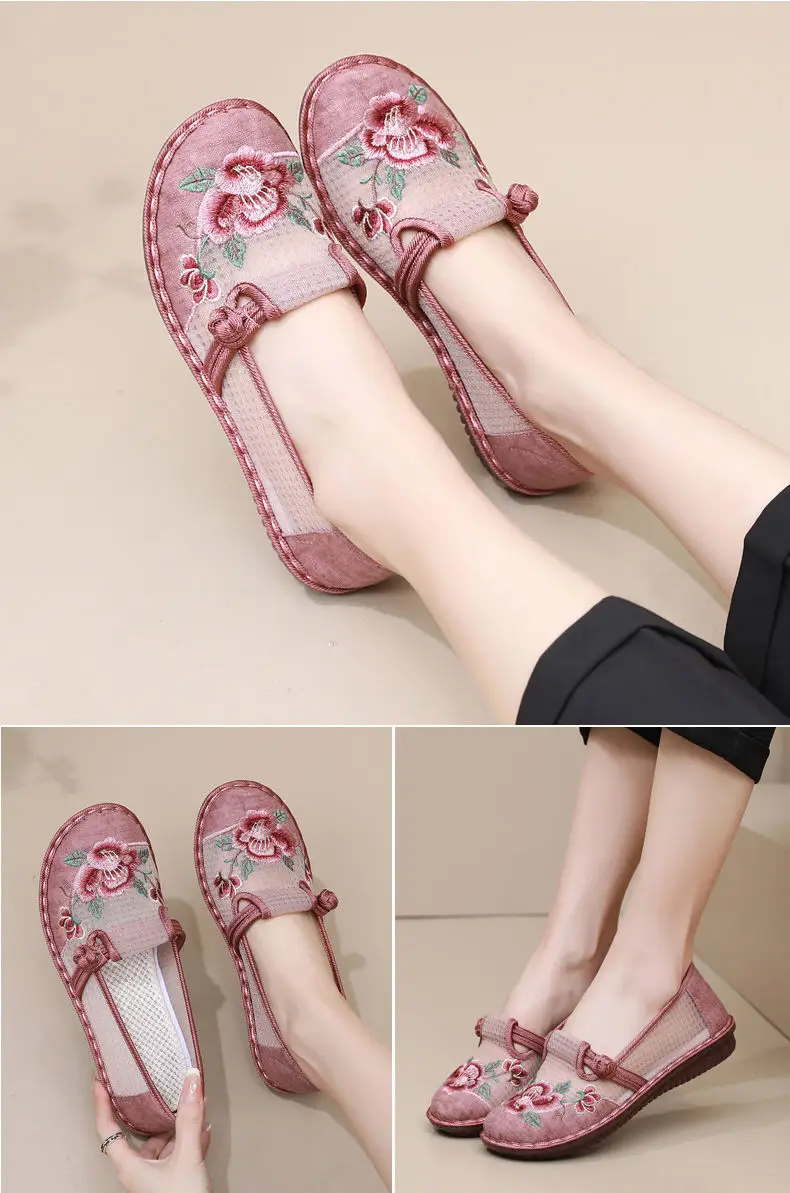 Old Beijing Cloth Shoes Women's Mesh Breathable Ethnic Style Shoes Middle-aged and Elderly Soft Sole Ultra-light Non-slip Summer Women's Shoes — feature 15