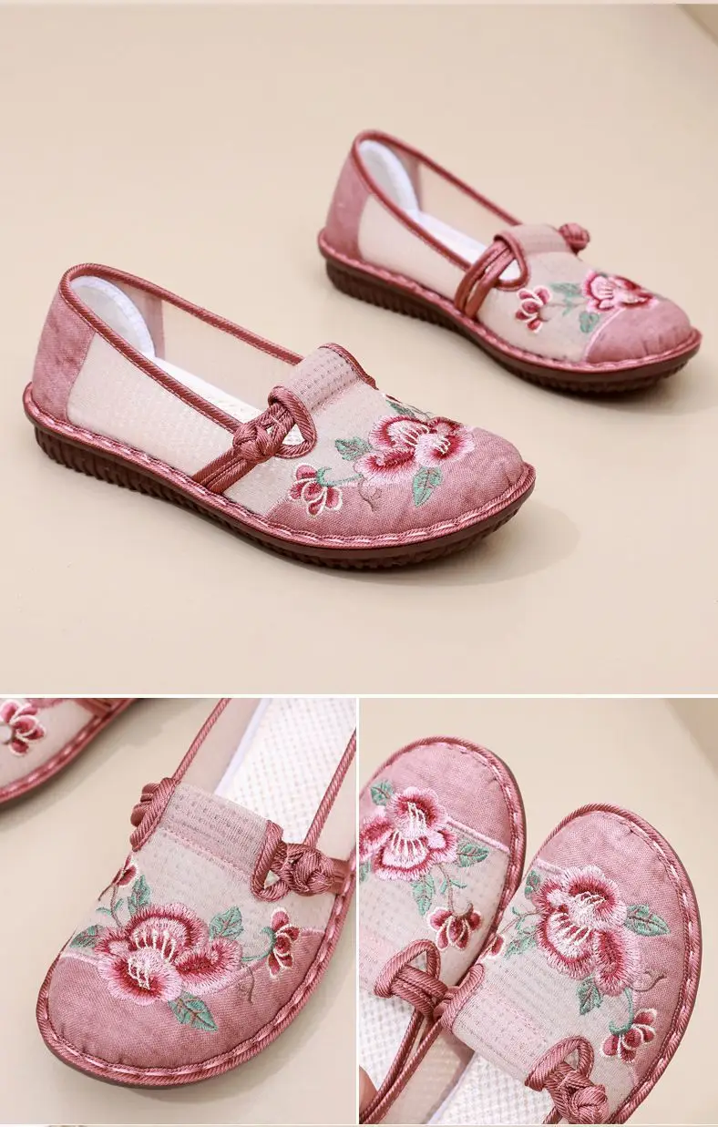 Old Beijing Cloth Shoes Women's Mesh Breathable Ethnic Style Shoes Middle-aged and Elderly Soft Sole Ultra-light Non-slip Summer Women's Shoes — feature 25