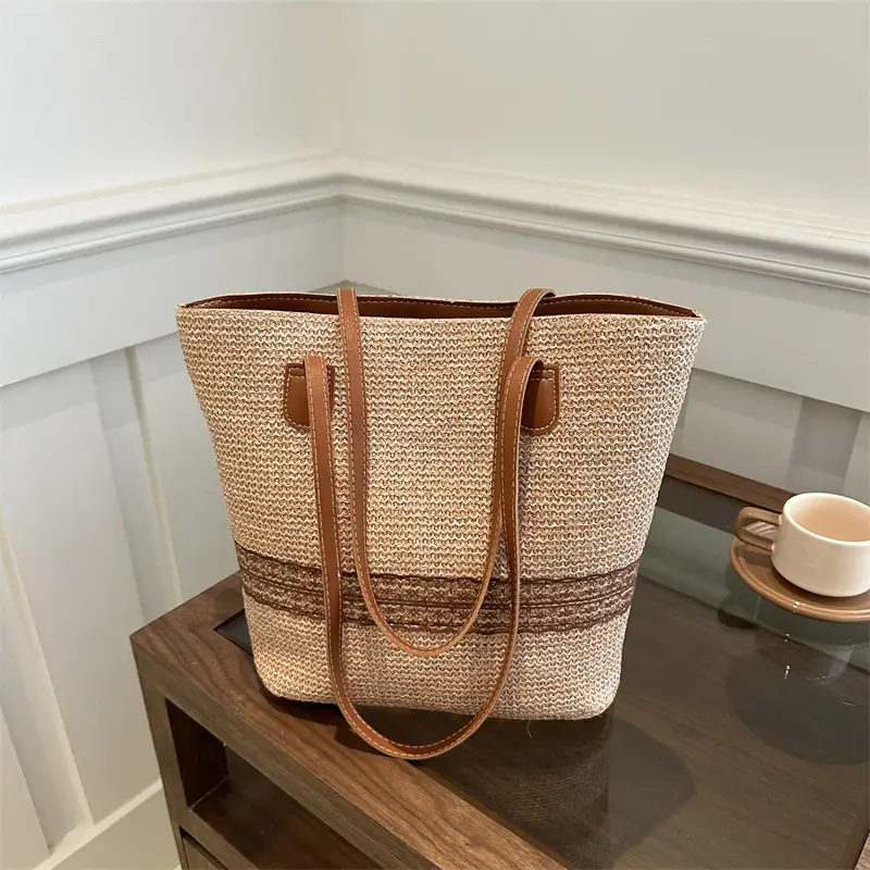 Large Capacity Korean Style Straw Bucket Bag 2024 - Image 4