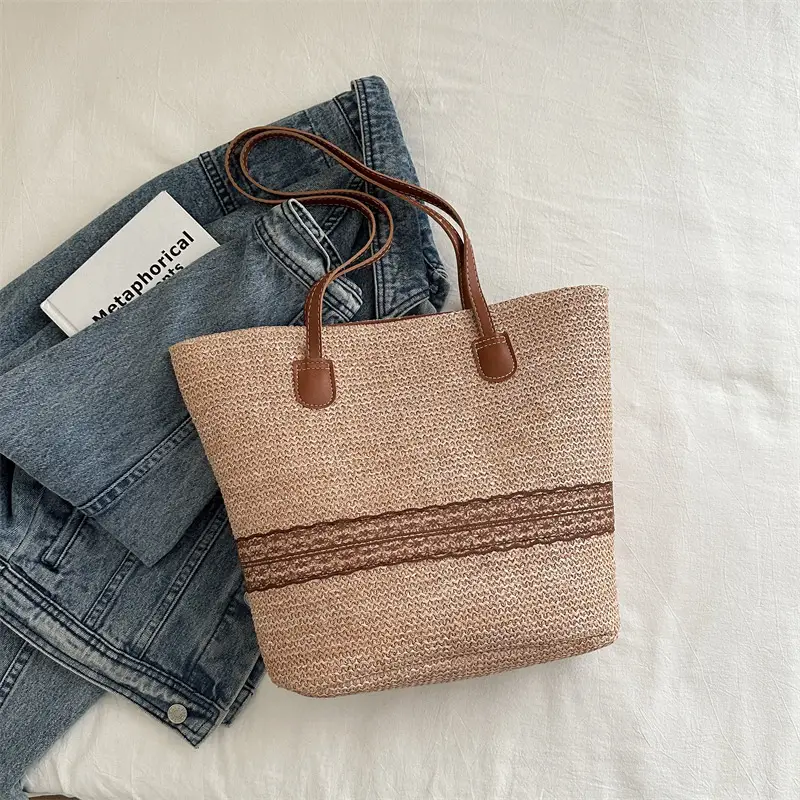 Large Capacity Korean Style Straw Bucket Bag 2024 - Image 2