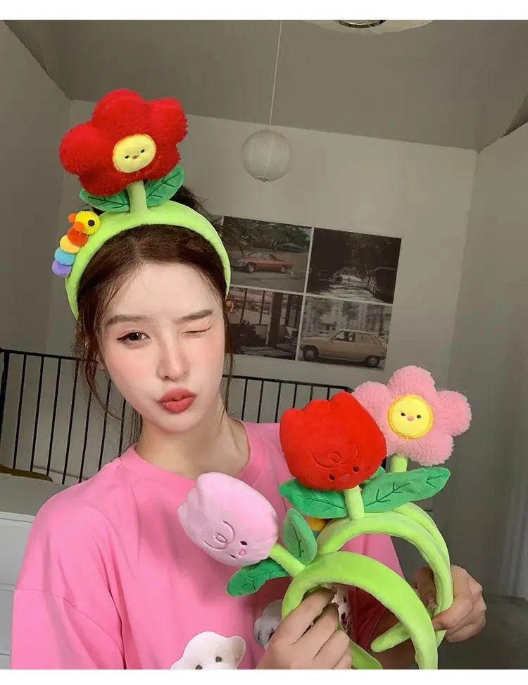 Cute New Tulip Flower Hair Band with Caterpillar Design — feature 1