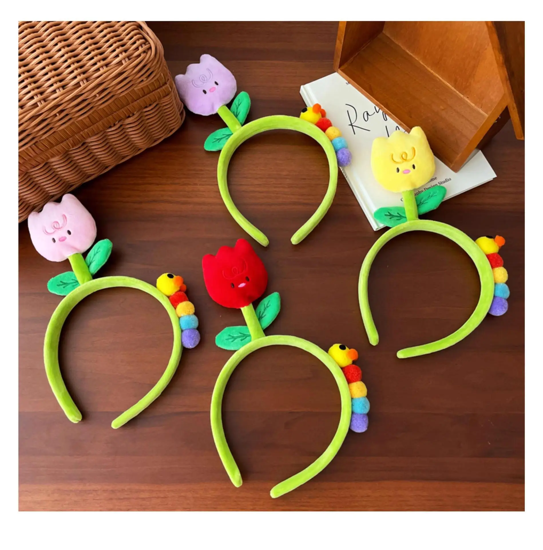 Cute New Tulip Flower Hair Band with Caterpillar Design — feature 2