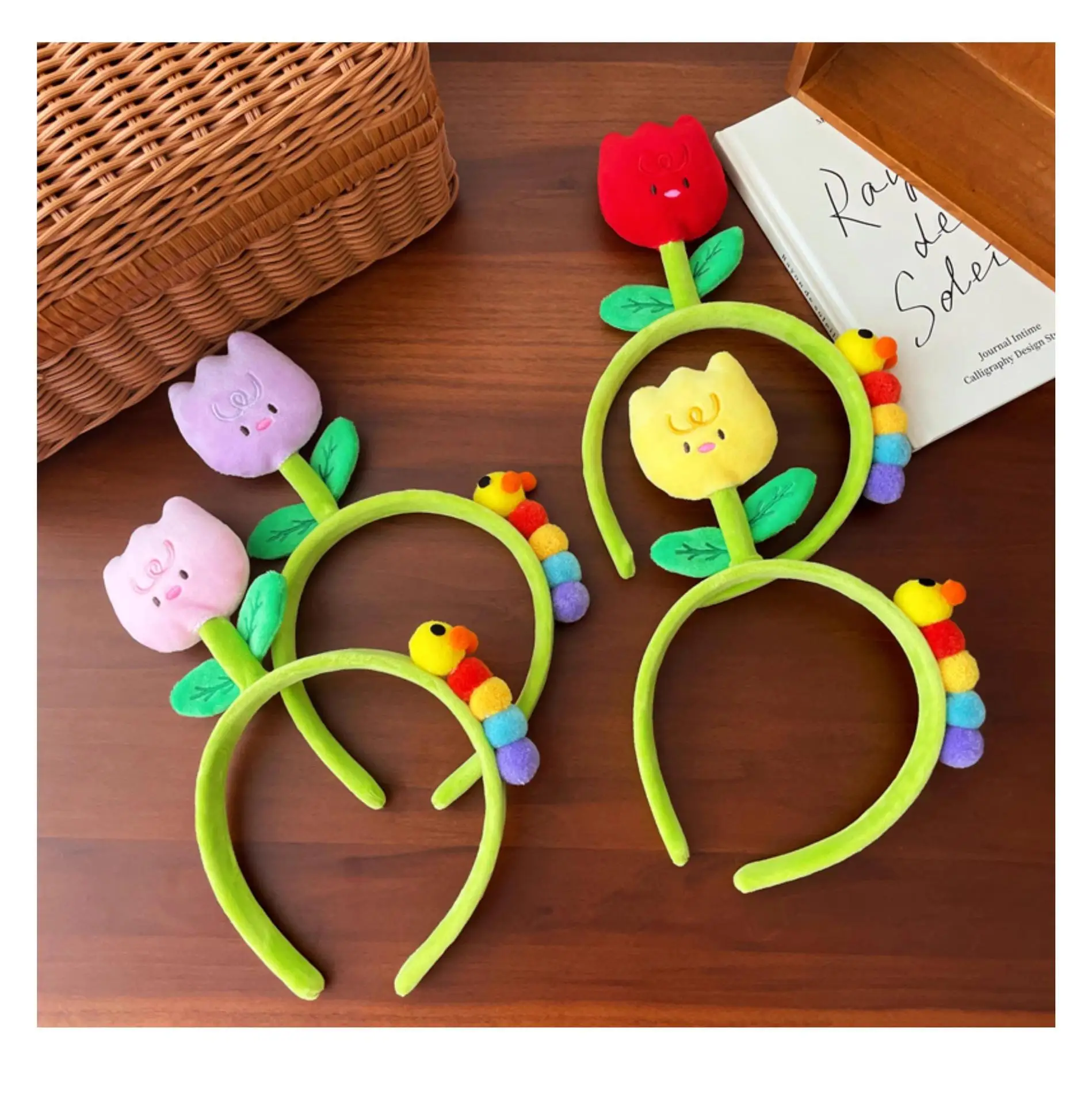 Cute New Tulip Flower Hair Band with Caterpillar Design — feature 3