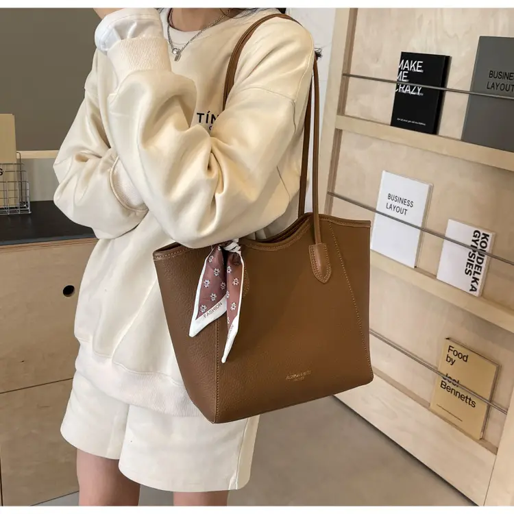 Women's Large Capacity Satchel Bag Brown New 2024 — feature 45