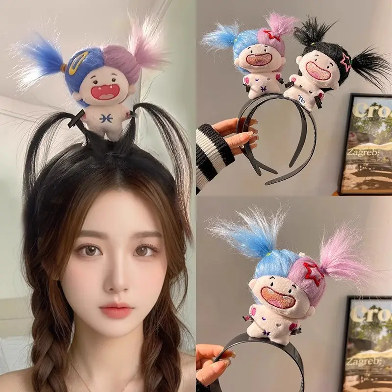 Plush Cartoon Hairband with Dog Headband & Twelve Constellation DIY Hair Tie