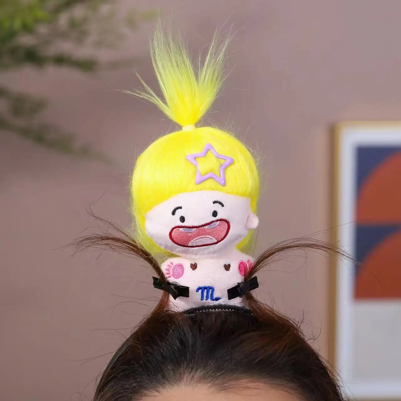 Plush Cartoon Hairband with Dog Headband & Twelve Constellation DIY Hair Tie